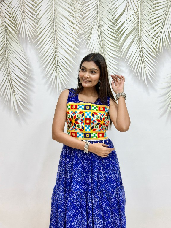TEXTILEDEAL D.NO KD-10 WHOLESALE READYMADE GEORGETTE BANDHEJ PRINT NAVRATRI SPECIAL GOWN FOR EXPORT