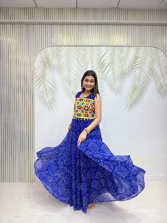TEXTILEDEAL D.NO KD-10 WHOLESALE READYMADE GEORGETTE BANDHEJ PRINT NAVRATRI SPECIAL GOWN FOR EXPORT