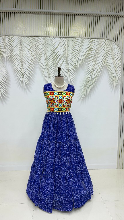 TEXTILEDEAL D.NO KD-10 WHOLESALE READYMADE GEORGETTE BANDHEJ PRINT NAVRATRI SPECIAL GOWN FOR EXPORT