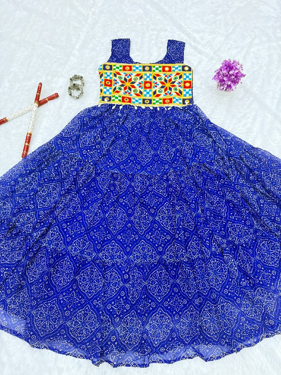 TEXTILEDEAL D.NO KD-10 WHOLESALE READYMADE GEORGETTE BANDHEJ PRINT NAVRATRI SPECIAL GOWN FOR EXPORT