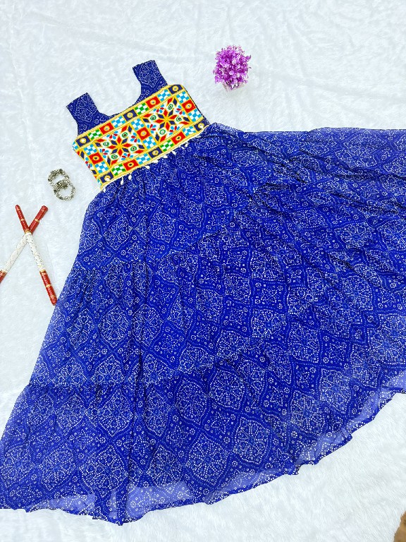 TEXTILEDEAL D.NO KD-10 WHOLESALE READYMADE GEORGETTE BANDHEJ PRINT NAVRATRI SPECIAL GOWN FOR EXPORT