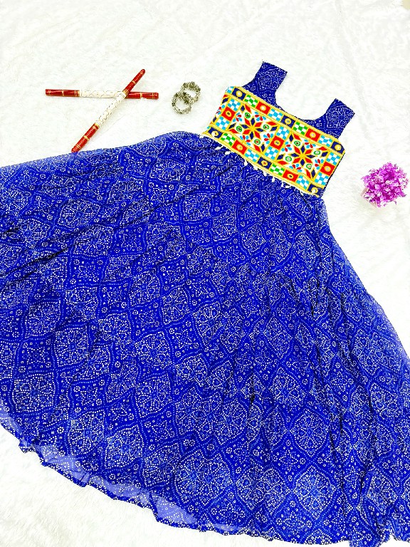 TEXTILEDEAL D.NO KD-10 WHOLESALE READYMADE GEORGETTE BANDHEJ PRINT NAVRATRI SPECIAL GOWN FOR EXPORT