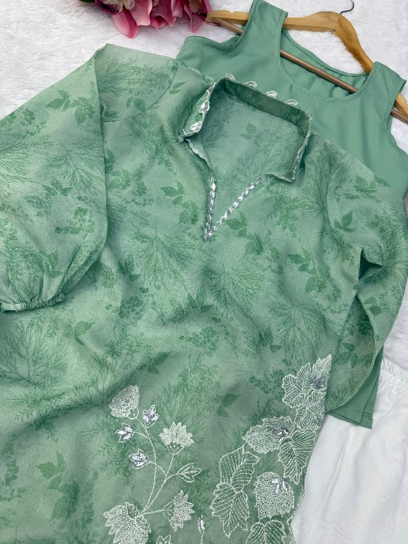 TEXTILEDEAL D.NO 6054 WHOLESALE READYMADE ORGANZA DESIGNER 3 PCS SUITS FOR EXPORT
