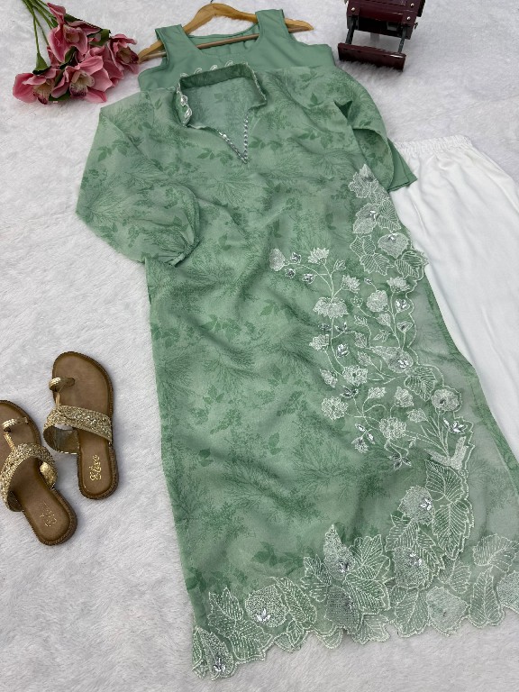 TEXTILEDEAL D.NO 6054 WHOLESALE READYMADE ORGANZA DESIGNER 3 PCS SUITS FOR EXPORT