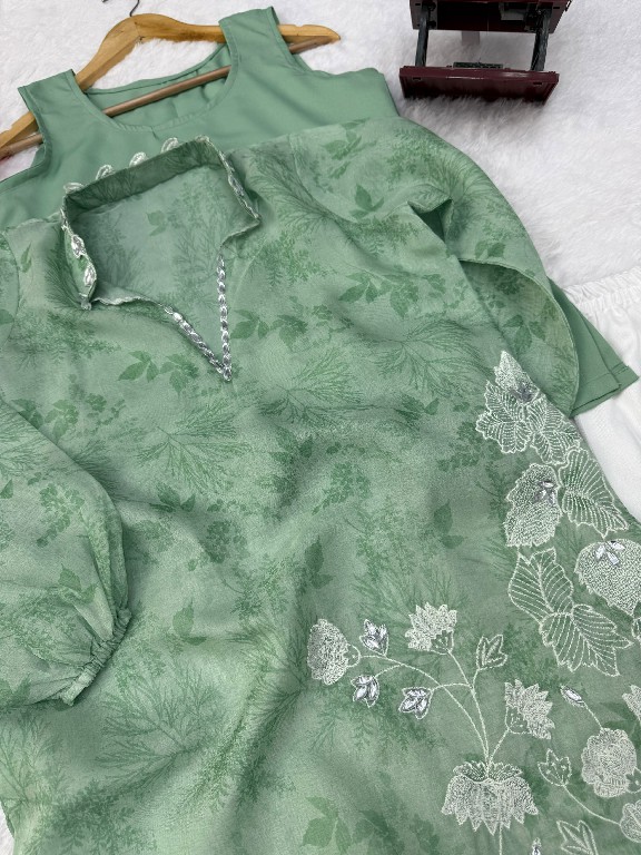 TEXTILEDEAL D.NO 6054 WHOLESALE READYMADE ORGANZA DESIGNER 3 PCS SUITS FOR EXPORT