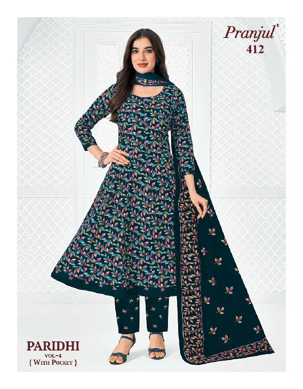 PRANJUL PARIDHI VOL 4 WHOLESALE READYMADE COTTON PRINTED ANARKALI DAILY WEAR 3 PCS SUITS EXPORTER