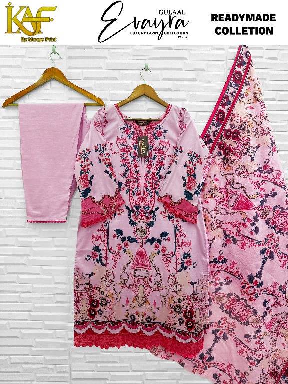 KAF EVAYRA GULAAL VOL 4 WHOLESALE READYMADE HEAVY LAWN COTTON PAKISTANI REGULAR WEAR 3 PCS SUITS SUPPLIER