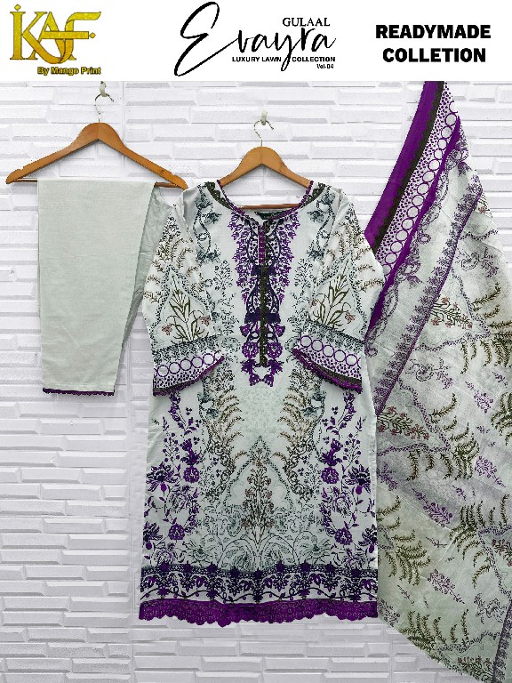 KAF EVAYRA GULAAL VOL 4 WHOLESALE READYMADE HEAVY LAWN COTTON PAKISTANI REGULAR WEAR 3 PCS SUITS SUPPLIER