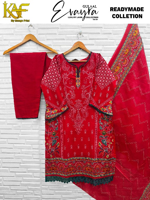 KAF EVAYRA GULAAL VOL 4 WHOLESALE READYMADE HEAVY LAWN COTTON PAKISTANI REGULAR WEAR 3 PCS SUITS SUPPLIER