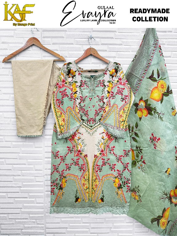 KAF EVAYRA GULAAL VOL 4 WHOLESALE READYMADE HEAVY LAWN COTTON PAKISTANI REGULAR WEAR 3 PCS SUITS SUPPLIER