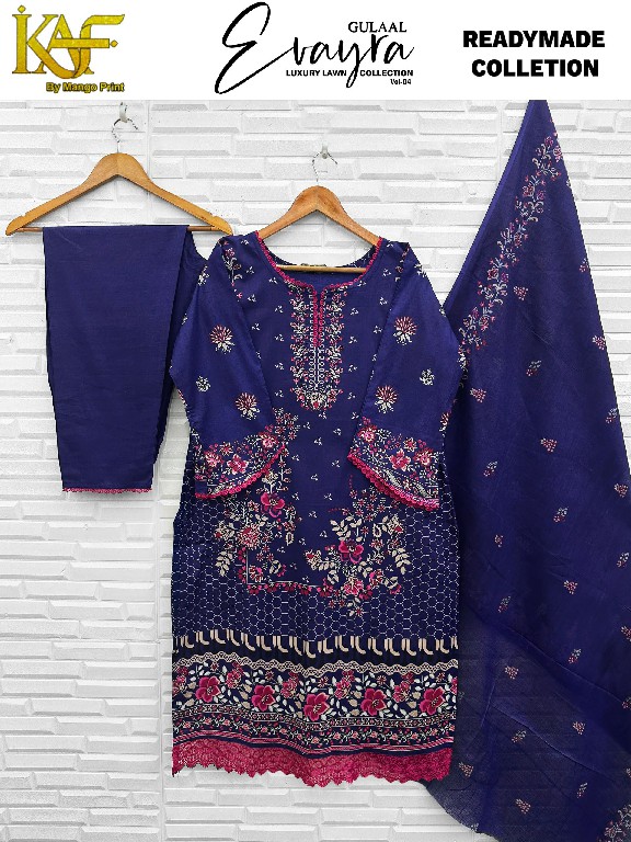 KAF EVAYRA GULAAL VOL 4 WHOLESALE READYMADE HEAVY LAWN COTTON PAKISTANI REGULAR WEAR 3 PCS SUITS SUPPLIER