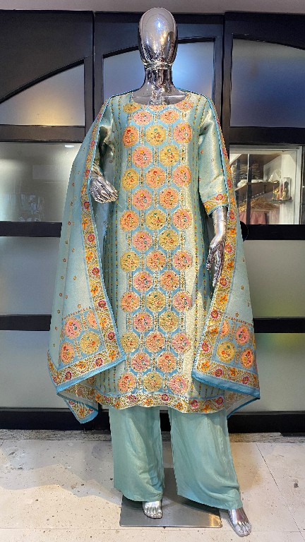 POONAM DESIGNER D.NO P96-P97 WHOLESALE READYMADE GIRAFFE VISCOSE SILK FESTIVE WEAR 3 PCS COMBO SET SUITS EXPORTER