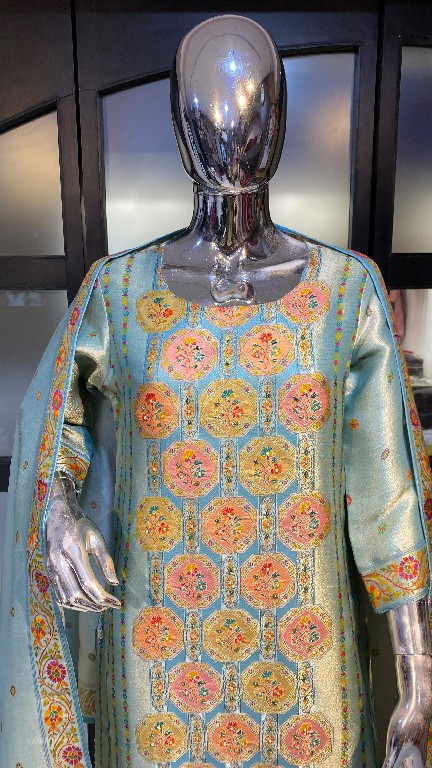 POONAM DESIGNER D.NO P96-P97 WHOLESALE READYMADE GIRAFFE VISCOSE SILK FESTIVE WEAR 3 PCS COMBO SET SUITS EXPORTER