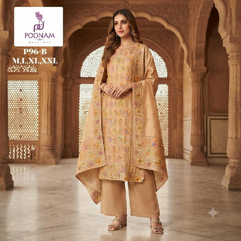POONAM DESIGNER D.NO P96-P97 WHOLESALE READYMADE GIRAFFE VISCOSE SILK FESTIVE WEAR 3 PCS COMBO SET SUITS EXPORTER