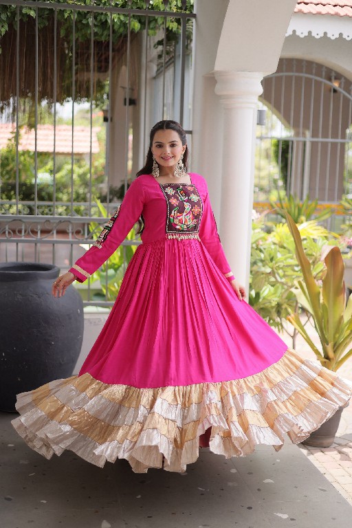 TEXTILEDEAL D.NO LW-9345 WHOLESALE READYMADE RAYON KUTCHI GAMTHI WORK NAVRATRI SPECIAL GOWN FOR WOMEN ONLINE
