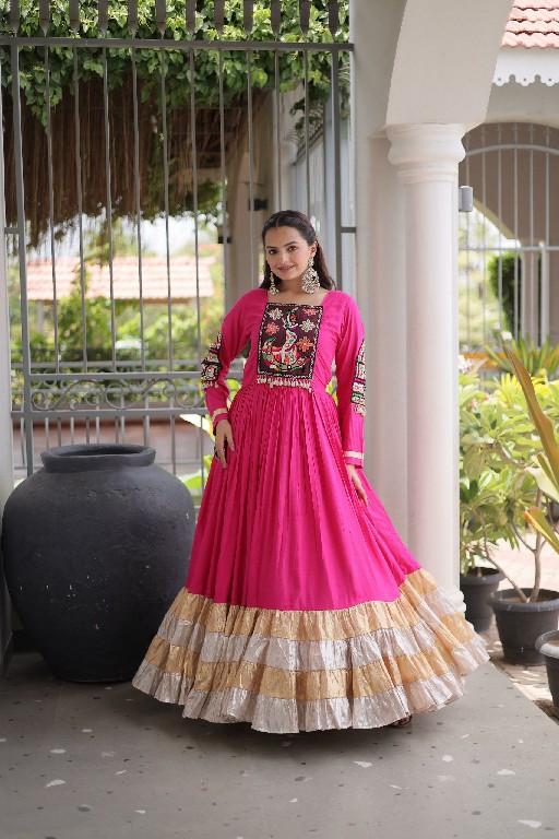 TEXTILEDEAL D.NO LW-9345 WHOLESALE READYMADE RAYON KUTCHI GAMTHI WORK NAVRATRI SPECIAL GOWN FOR WOMEN ONLINE