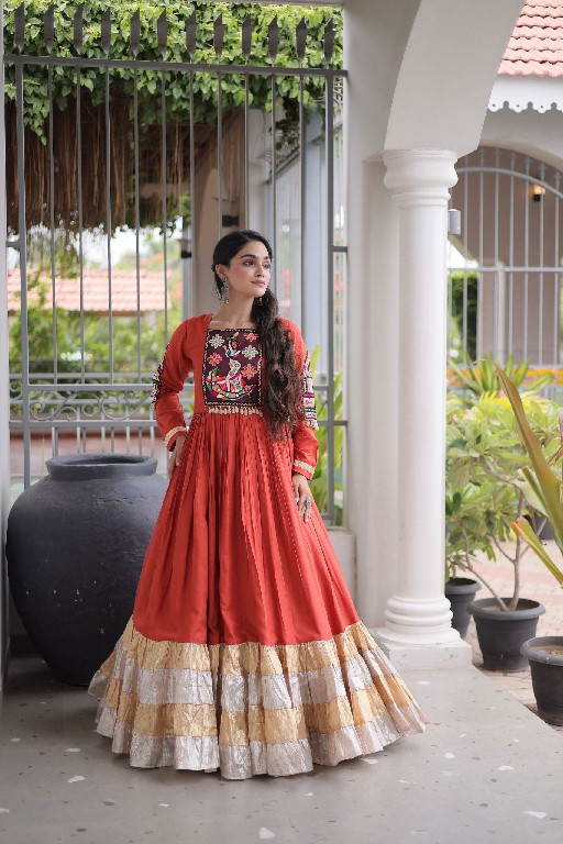 TEXTILEDEAL D.NO LW-9345 WHOLESALE READYMADE RAYON KUTCHI GAMTHI WORK NAVRATRI SPECIAL GOWN FOR WOMEN ONLINE