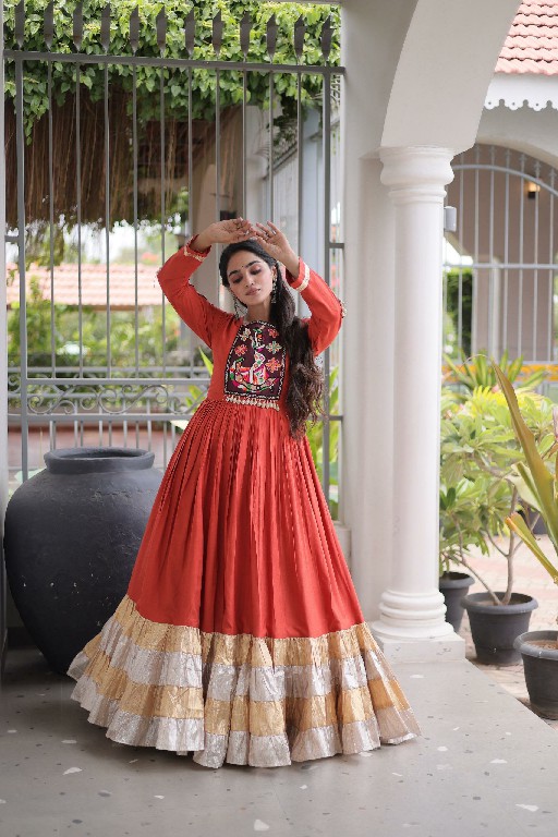 TEXTILEDEAL D.NO LW-9345 WHOLESALE READYMADE RAYON KUTCHI GAMTHI WORK NAVRATRI SPECIAL GOWN FOR WOMEN ONLINE