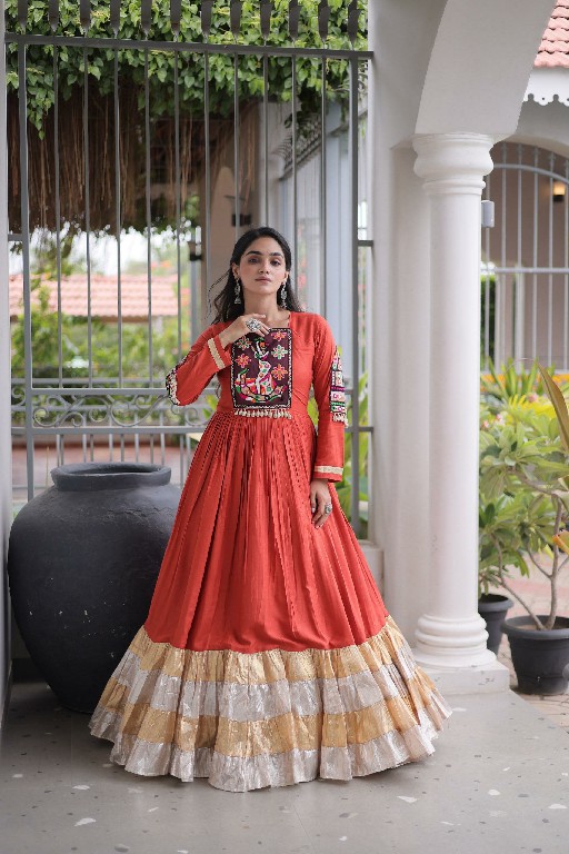 TEXTILEDEAL D.NO LW-9345 WHOLESALE READYMADE RAYON KUTCHI GAMTHI WORK NAVRATRI SPECIAL GOWN FOR WOMEN ONLINE