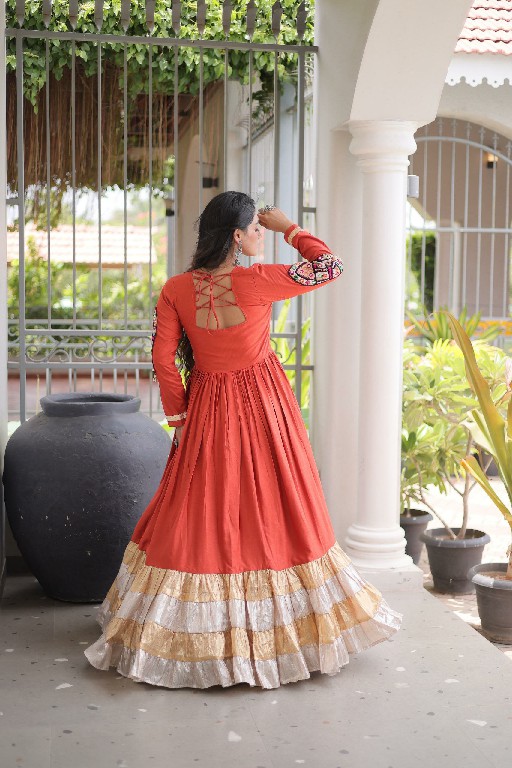 TEXTILEDEAL D.NO LW-9345 WHOLESALE READYMADE RAYON KUTCHI GAMTHI WORK NAVRATRI SPECIAL GOWN FOR WOMEN ONLINE