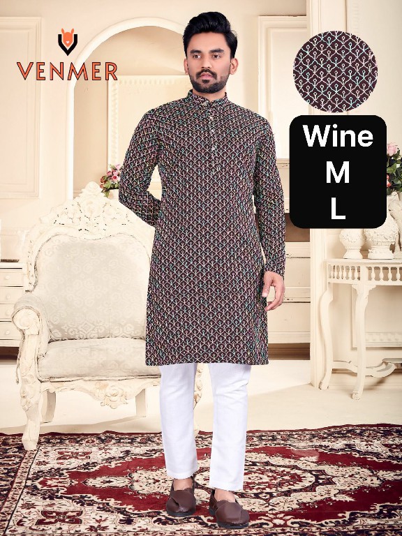 VENMER LAUNCH READYMADE COTTON SILK MULTI COLOR THREAD WORK KURTA PYJAMA FOR MEN ONLINE