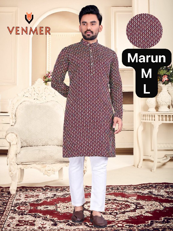 VENMER LAUNCH READYMADE COTTON SILK MULTI COLOR THREAD WORK KURTA PYJAMA FOR MEN ONLINE