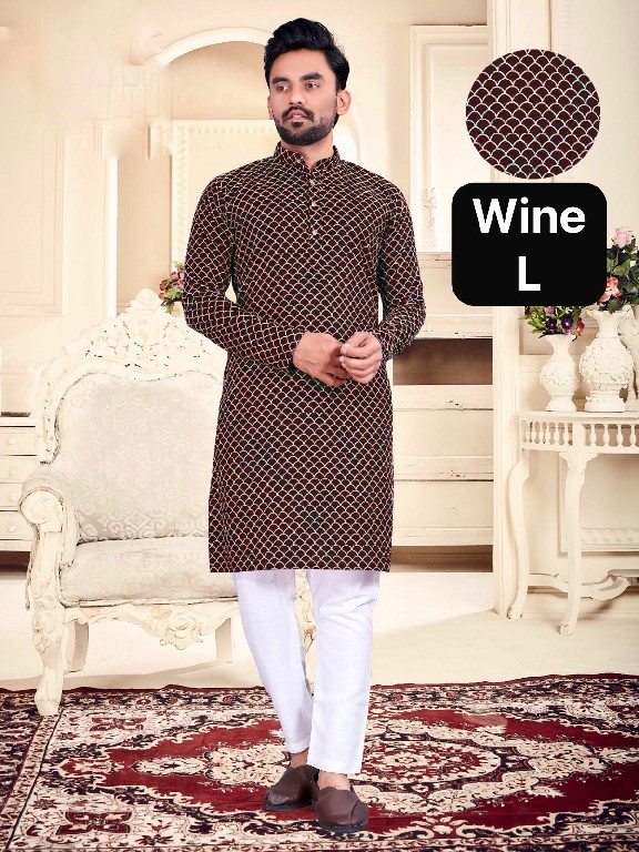 VENMER LAUNCH READYMADE COTTON SILK MULTI COLOR THREAD WORK KURTA PYJAMA FOR MEN ONLINE