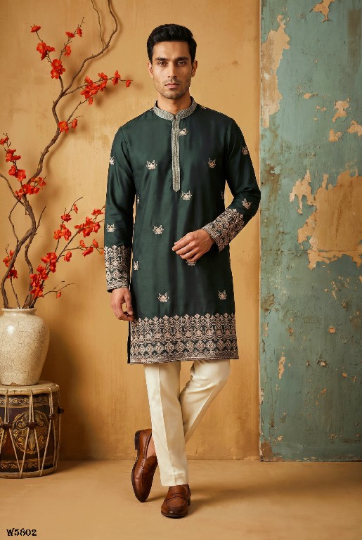 OUTLUK WEDDING COLLECTION VOL 58 WHOLESALE READYMADE EMBROIDERY WORK DESIGNER KURTA WITH PANT FOR MEN SUPPLIER