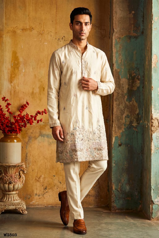 OUTLUK WEDDING COLLECTION VOL 58 WHOLESALE READYMADE EMBROIDERY WORK DESIGNER KURTA WITH PANT FOR MEN SUPPLIER