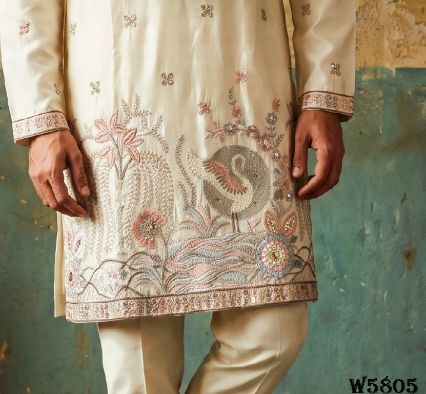 OUTLUK WEDDING COLLECTION VOL 58 WHOLESALE READYMADE EMBROIDERY WORK DESIGNER KURTA WITH PANT FOR MEN SUPPLIER