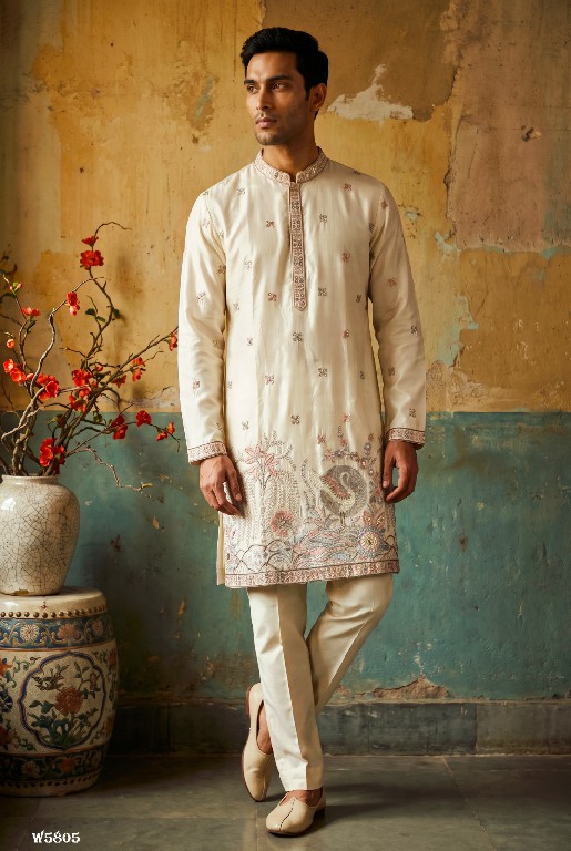 OUTLUK WEDDING COLLECTION VOL 58 WHOLESALE READYMADE EMBROIDERY WORK DESIGNER KURTA WITH PANT FOR MEN SUPPLIER