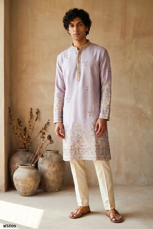 OUTLUK WEDDING COLLECTION VOL 58 WHOLESALE READYMADE EMBROIDERY WORK DESIGNER KURTA WITH PANT FOR MEN SUPPLIER