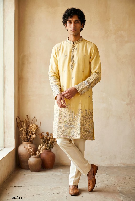 OUTLUK WEDDING COLLECTION VOL 58 WHOLESALE READYMADE EMBROIDERY WORK DESIGNER KURTA WITH PANT FOR MEN SUPPLIER