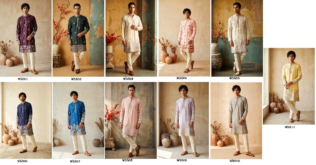 OUTLUK WEDDING COLLECTION VOL 58 WHOLESALE READYMADE EMBROIDERY WORK DESIGNER KURTA WITH PANT FOR MEN SUPPLIER