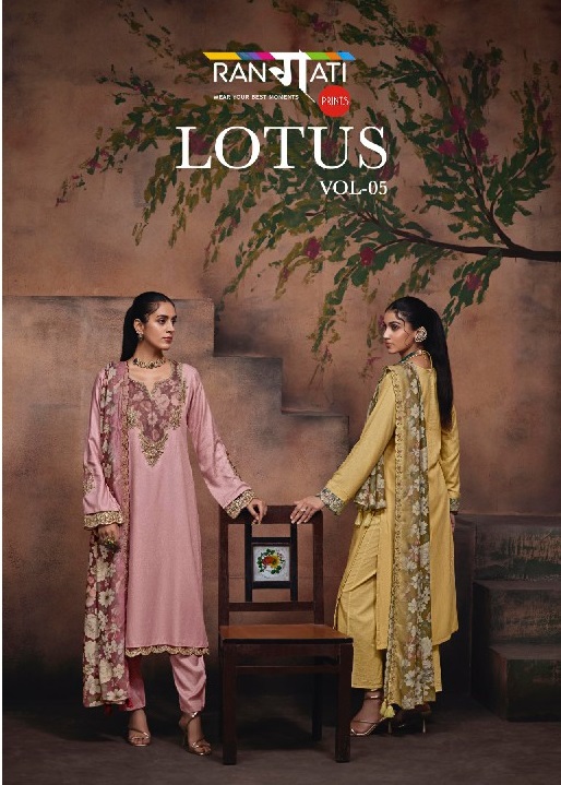 RANGATI PRINTS LOTUS VOL 5 WHOLESALE PASHMINA WINTER COLLECTION UNSTITCH  SALWAR SUITS EXPORTER