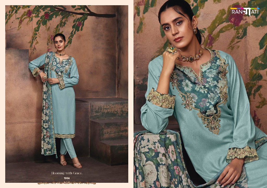 RANGATI PRINTS LOTUS VOL 5 WHOLESALE PASHMINA WINTER COLLECTION UNSTITCH  SALWAR SUITS EXPORTER