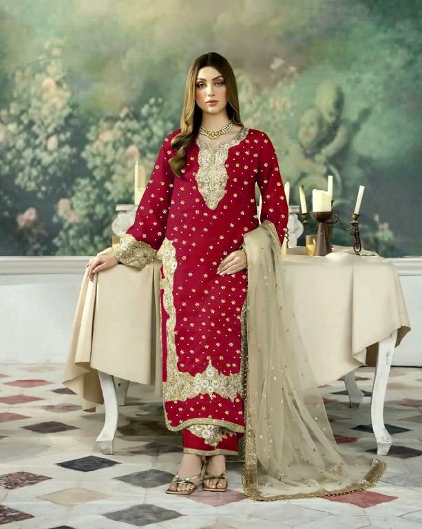 DVD D.NO 5115 WHOLESALE READYMADE JIMMY CHOO EMBROIDERY WORK PAKISTANI 3 PCS SUITS EXPORTER