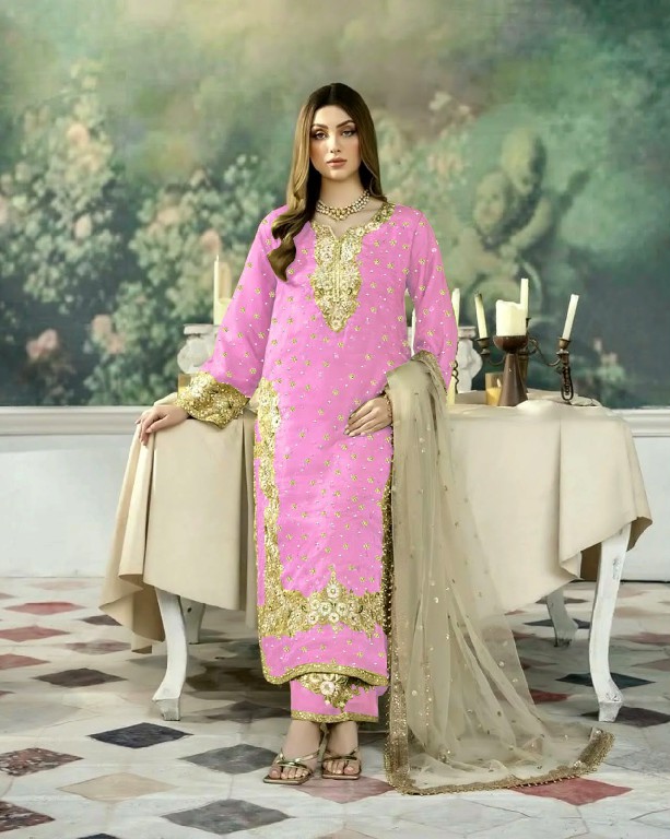 DVD D.NO 5115 WHOLESALE READYMADE JIMMY CHOO EMBROIDERY WORK PAKISTANI 3 PCS SUITS EXPORTER