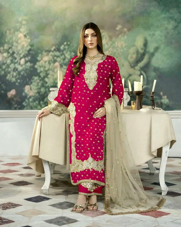 DVD D.NO 5115 WHOLESALE READYMADE JIMMY CHOO EMBROIDERY WORK PAKISTANI 3 PCS SUITS EXPORTER