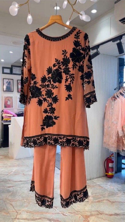 TEXTILEDEAL D.NO 6042 WHOLESALE READYMADE FOUX GEORGETTE DESIGNER TOP PLAZZO WITH DUPATTA FOR EXPORT