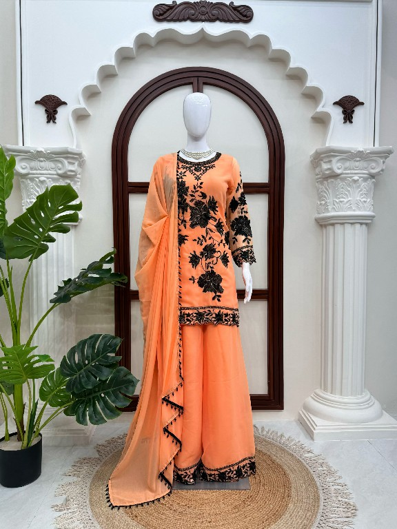 TEXTILEDEAL D.NO 6042 WHOLESALE READYMADE FOUX GEORGETTE DESIGNER TOP PLAZZO WITH DUPATTA FOR EXPORT