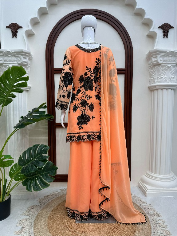 TEXTILEDEAL D.NO 6042 WHOLESALE READYMADE FOUX GEORGETTE DESIGNER TOP PLAZZO WITH DUPATTA FOR EXPORT