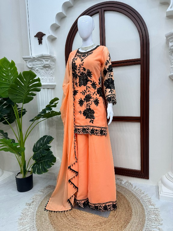 TEXTILEDEAL D.NO 6042 WHOLESALE READYMADE FOUX GEORGETTE DESIGNER TOP PLAZZO WITH DUPATTA FOR EXPORT