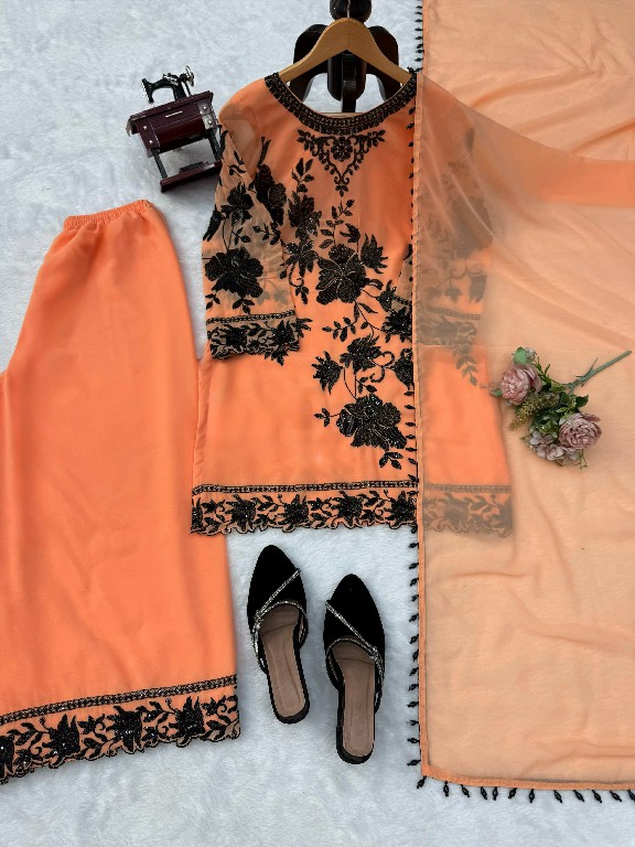 TEXTILEDEAL D.NO 6042 WHOLESALE READYMADE FOUX GEORGETTE DESIGNER TOP PLAZZO WITH DUPATTA FOR EXPORT