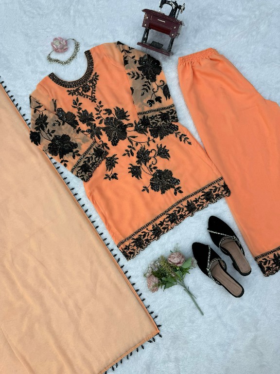 TEXTILEDEAL D.NO 6042 WHOLESALE READYMADE FOUX GEORGETTE DESIGNER TOP PLAZZO WITH DUPATTA FOR EXPORT