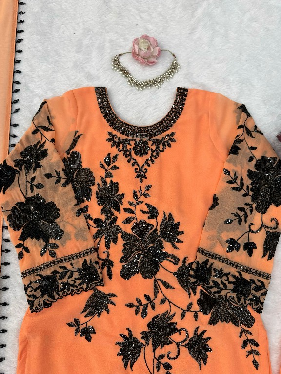 TEXTILEDEAL D.NO 6042 WHOLESALE READYMADE FOUX GEORGETTE DESIGNER TOP PLAZZO WITH DUPATTA FOR EXPORT