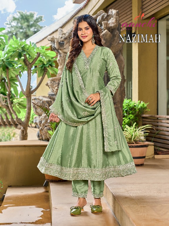 AANCHI NAZIMAH WHOLESALE READYMADE CRYSTAL SILK LATEST FASHION 3 PCS SUITS FOR EXPORT