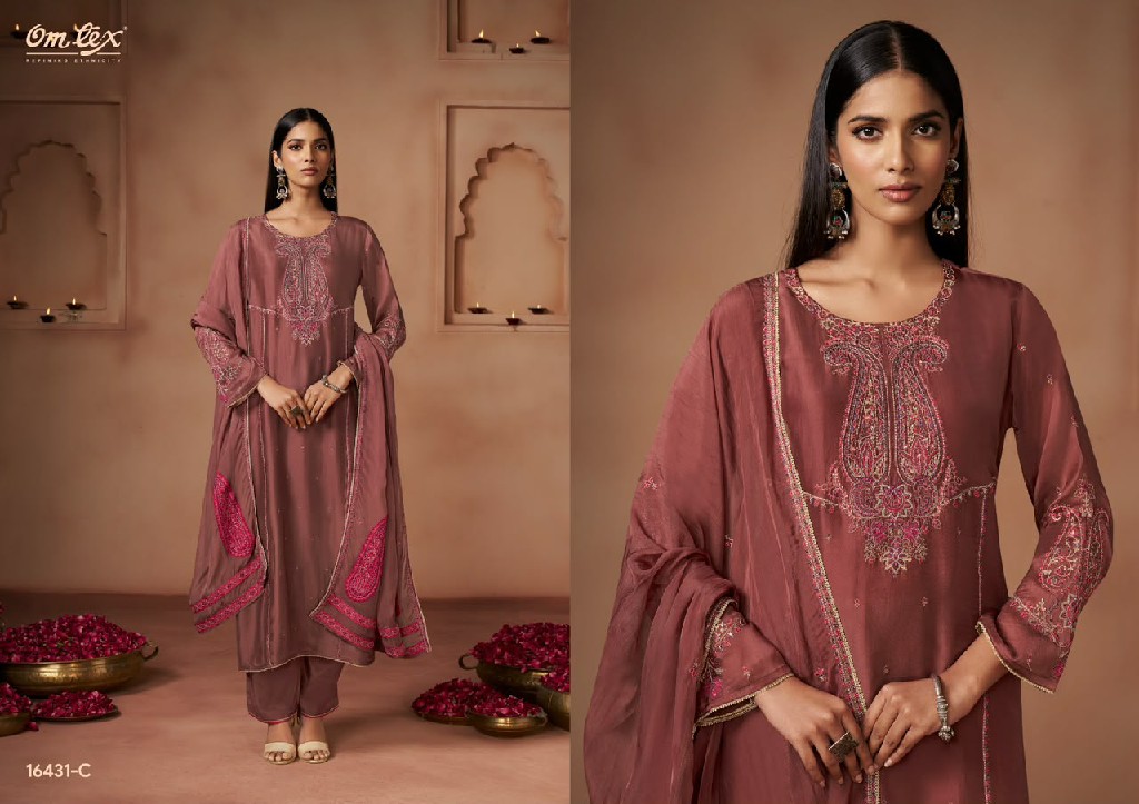 OMTEX VAREESHA WHOLESALE SILK TOUCH EMBROIDERY WORK UNSTITCH SALWAR SUITS SUPPLIER