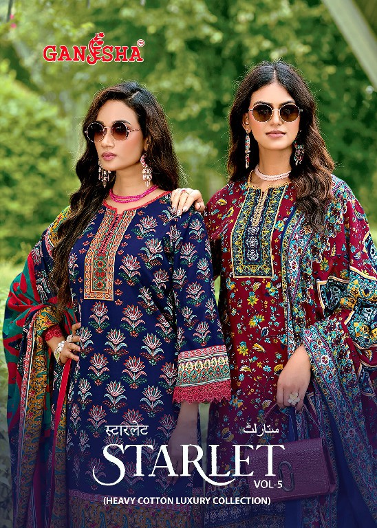 GANESHA STARLET VOL 1 WHOLESALE SOFT COTTON KARACHI STYLE DRESS MATERIAL EXPORTER