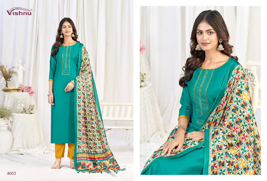 VISHNU EVANKA VOL 16 WHOLESALE ROMAN SILK CLASSIC UNSTITCH SALWAR SUITS SUPPLIER